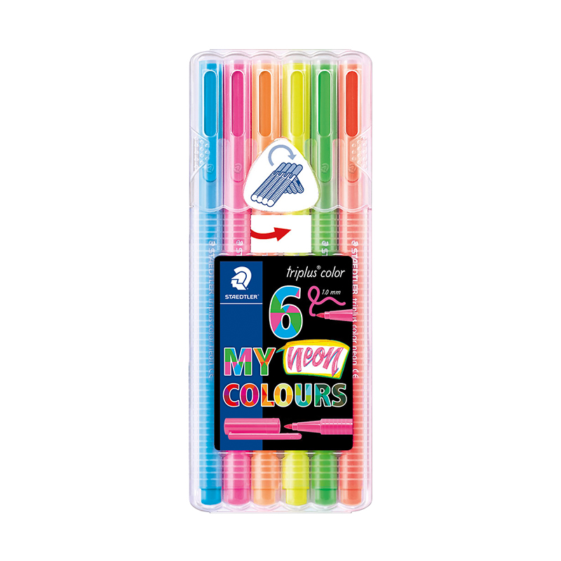 Officeday | Feltip pens set STAEDTLER TRIPLUS fineliner, 1.0mm, 6 neon ...